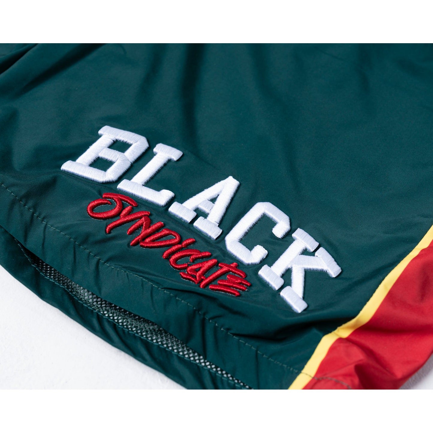 "Black Syndicate Embroidered" Polyester Shorts