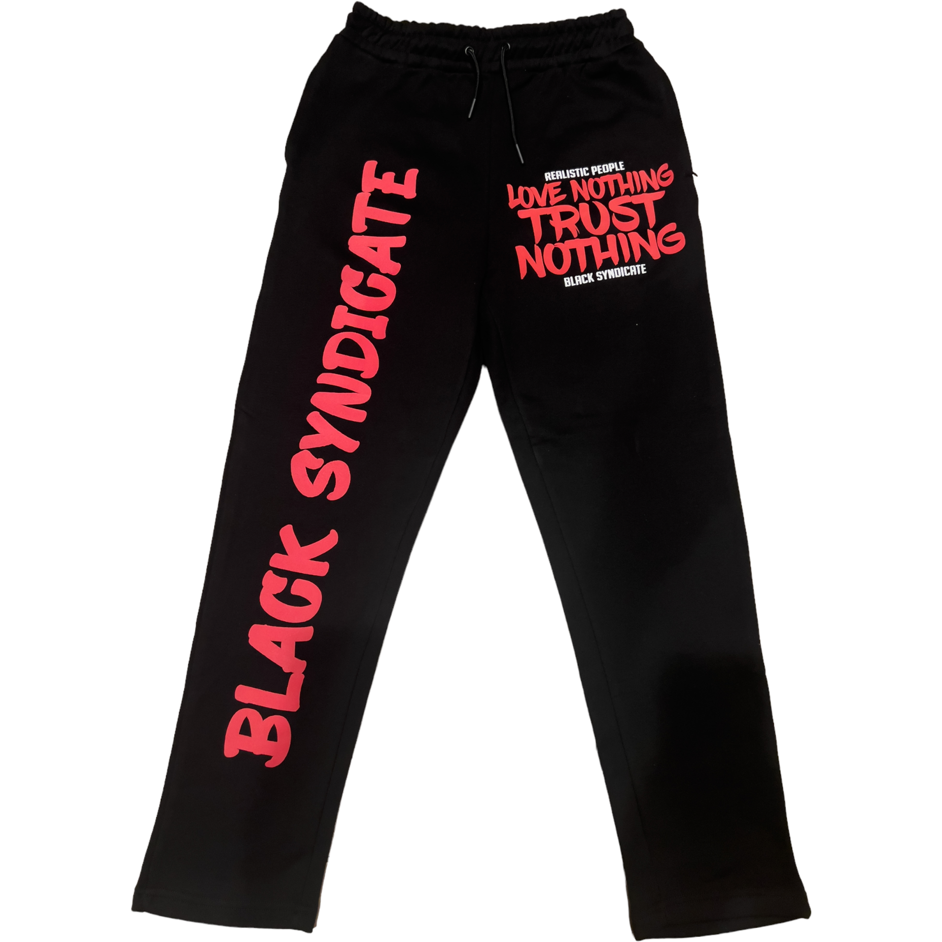 Black "Love Nothing Trust Nothing" Sweat Pants | BlackSyndicate